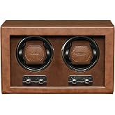 ROTHWELL Double Watch Winder for Automatic Watches with Quiet Motor with Multiple Speeds and Rotation Settings (Tan / Brown)