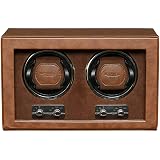ROTHWELL Double Watch Winder for Automatic Watches with Quiet Motor with Multiple Speeds and Rotation Settings (Tan/Brown)