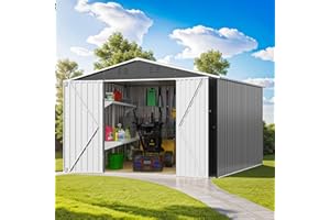 EMKK 12' x 10' Metal Storage Shed for Outdoor, 10 x12 FT Metal Outdoor Storage Shed, Steel Yard Shed, Lockable Doors, Utility Tool Storage for Garden, Backyard, Patio, Outside Tool Shed Storage House