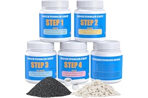 KoolStone Rock Tumbler Grit and Ceramic Tumbling Media 4 Pounds, Polish Up to 25 lbs. of Rocks, 4-Step Polish Refill Media Kit, Compatible with All Rock Tumblers, Essential Polishing Kit for Adults
