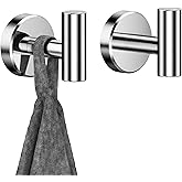RARXTR Chrome Bathroom Towel Hook, Coat Robe Clothes Hook for Kitchen Garage Wall Mounted 2 Pack, 304 Stainless Steel, Heavy Duty Door Hanger, Cabinet Closet Wall Hook for Hotel Pool (Polished Chrome)