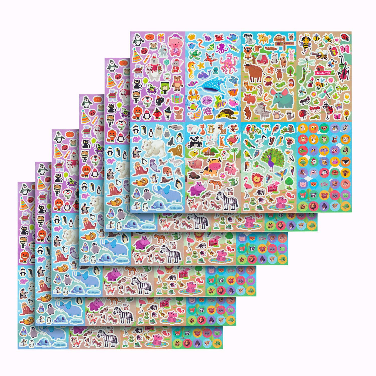 Animal Stickers,Stickers for Kids Assortment Set (1450+ Count),8 Themes Collection for Children,Teacher, Parent, Grandparent, Kids, Craft, School, Planners & Scrapbooking,Present Idea for Children