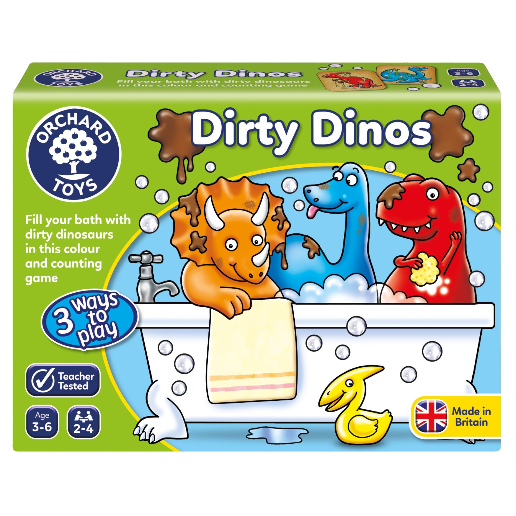 Orchard Toys Dirty Dinos Game, Colouring and Counting Game, Perfect for Preschoolers and Kids Age 3-6, Educational Game, Toy, Gift