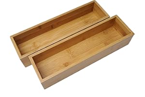 Aviboo Cabinet Drawer Organizer and Storage Tray Box Dividers Set Made of Bamboo Wood, Multipurpose Holder for Craft, Sewing, Office, Bathroom, Kitchen (2, 3.2x11.8x2.2 inch)