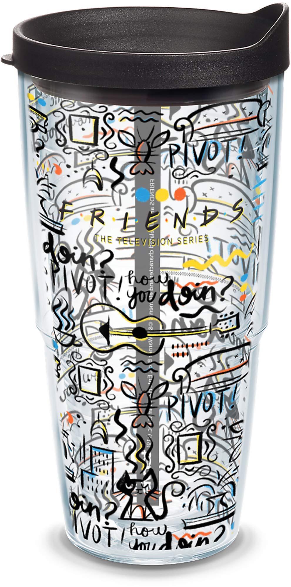 Tervis Made in USA Double Walled Friends - Pattern Insulated Tumbler Cup Keeps Drinks Cold & Hot, 24oz, Classic
