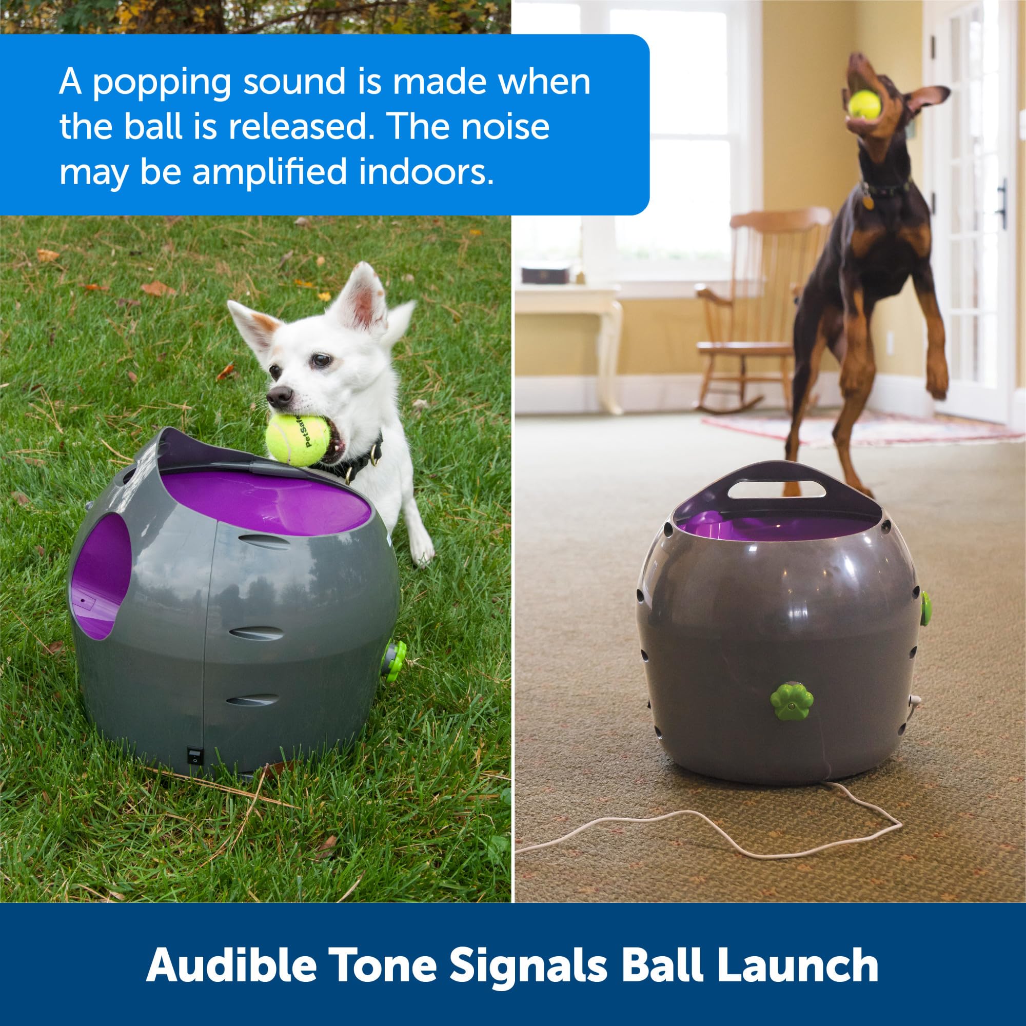 PetSafe Automatic Ball Launcher - Interactive Fetch Game - Hands-Free Fetch Training - Adjustable Range - Includes Tennis Balls - Indoor Outdoor Play - Motion Sensors - Automatic Sleep Mode