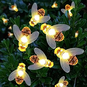 Joiedomi Solar String Lights 21ft 30 LED Waterproof Simulation Honey Bees Decor for Christmas Home Party Garden Patio Xmas Outdoor Decor