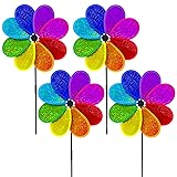 4PCS Flower Wind Spinner Sparkly Lawn Pinwheel 11.8
