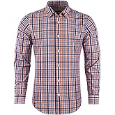 ALTOGUSTO Men's Long Sleeve Button Down Dress Shirt Plaid Classic Casual Shirts