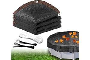 HZCGJMY 21FT Durable Round Pool Covers for Above Ground Pools, Black Pool Leaf Net Cover with Grommets& Mesh Tarp Cover, Ideal Leaf Net for Above Ground Pool for 18FT Round Pools