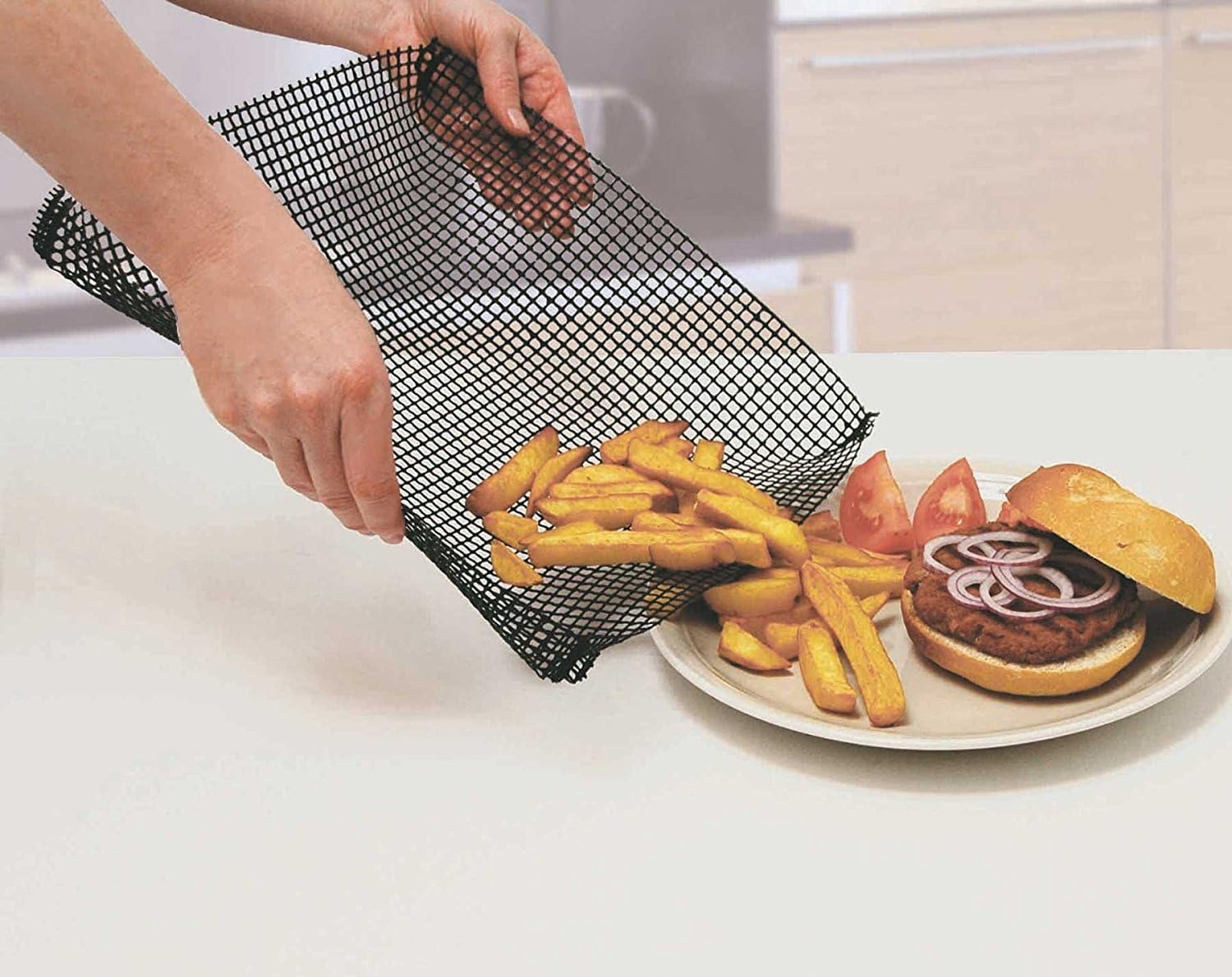 Reusable Pizza Mesh Quickachips Chips Tray Mesh Black Multi Purpose baking Trays Croissants