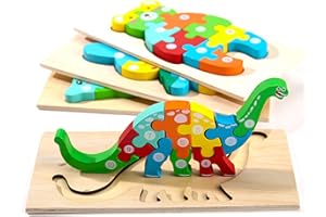 Montessori Mama Wooden Toddler Puzzles for Kids Ages 2-4, Montessori Toys for 3 Year Old, Animal Toddler Toys Ages, 4-Pack Learning Toddler Puzzle