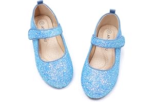 ADAMUMU Girl's Glitter Dress Shoes Toddler Party Sparkly Princess Shoes Rainbow Mary Jane Shoes Colorful Ballet Flats in Wedd