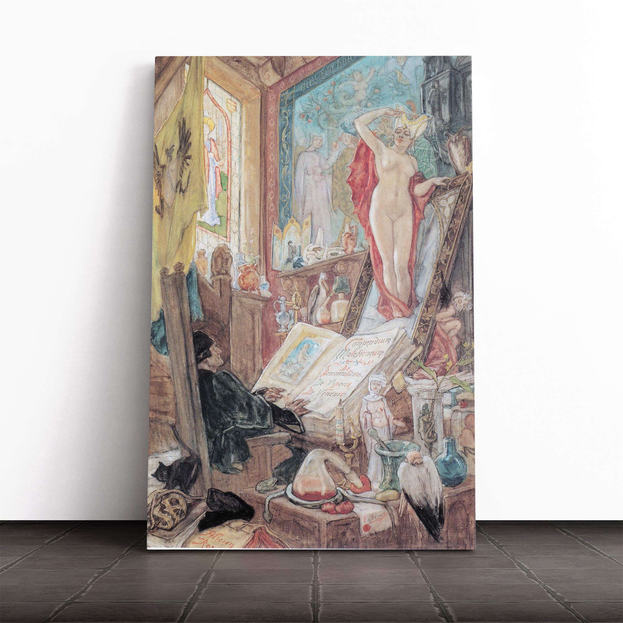 Felicien Rops Incantation Canvas Print | Gallery Wrapped 30mm Frame Wall Art | 20x14 inches | Ready to Hang | Modern Picture | Living Room Bedroom Lounge Office
