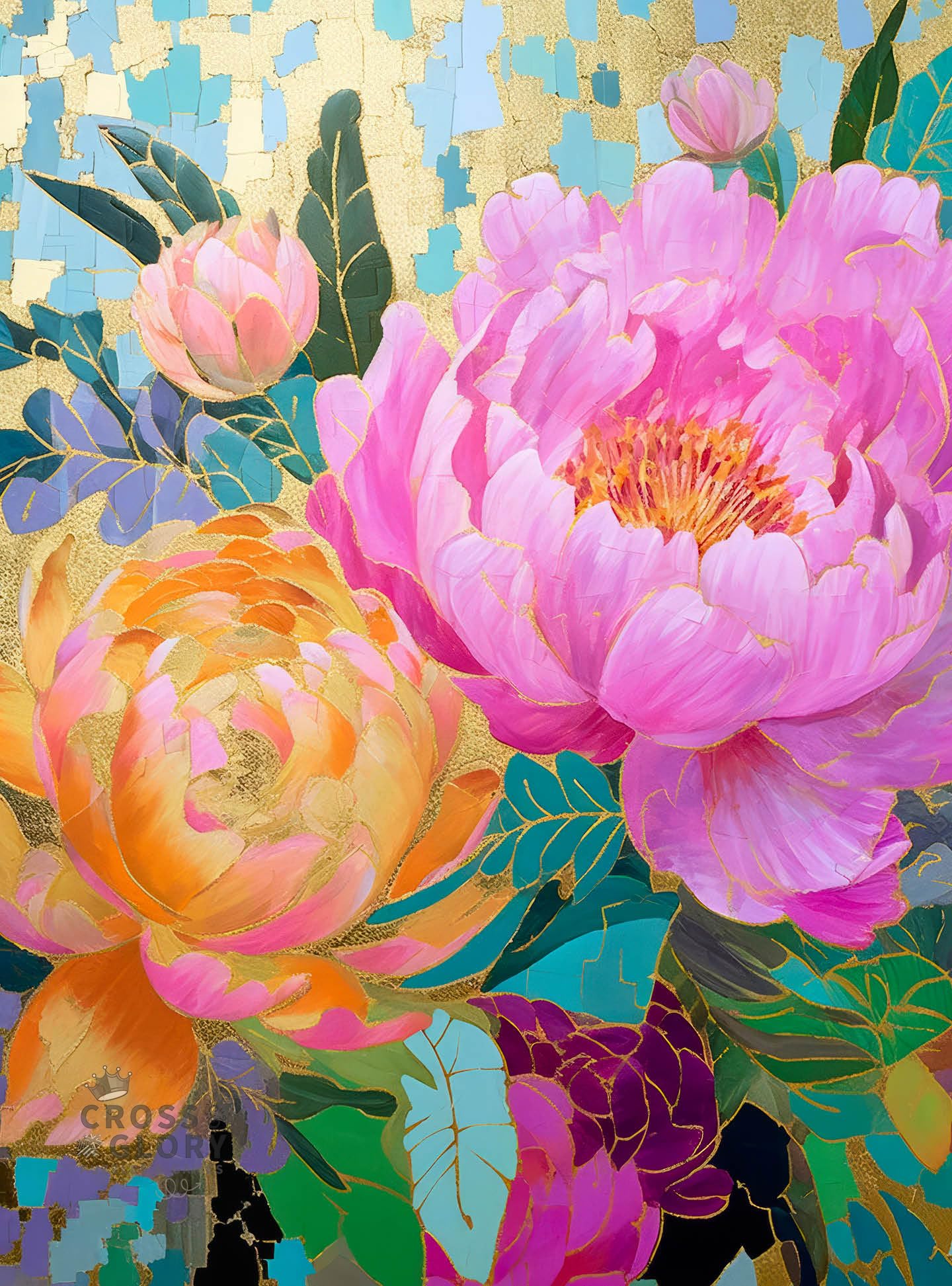 "Golden Peony Dreams" - A 1000-Piece Jigsaw Puzzle by Cross & Glory