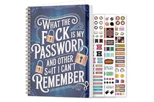 Funny Password Notebook - Spiral Bound with Lock Icons & Funny Security Phrases,Password Notebook for Recording Website, User