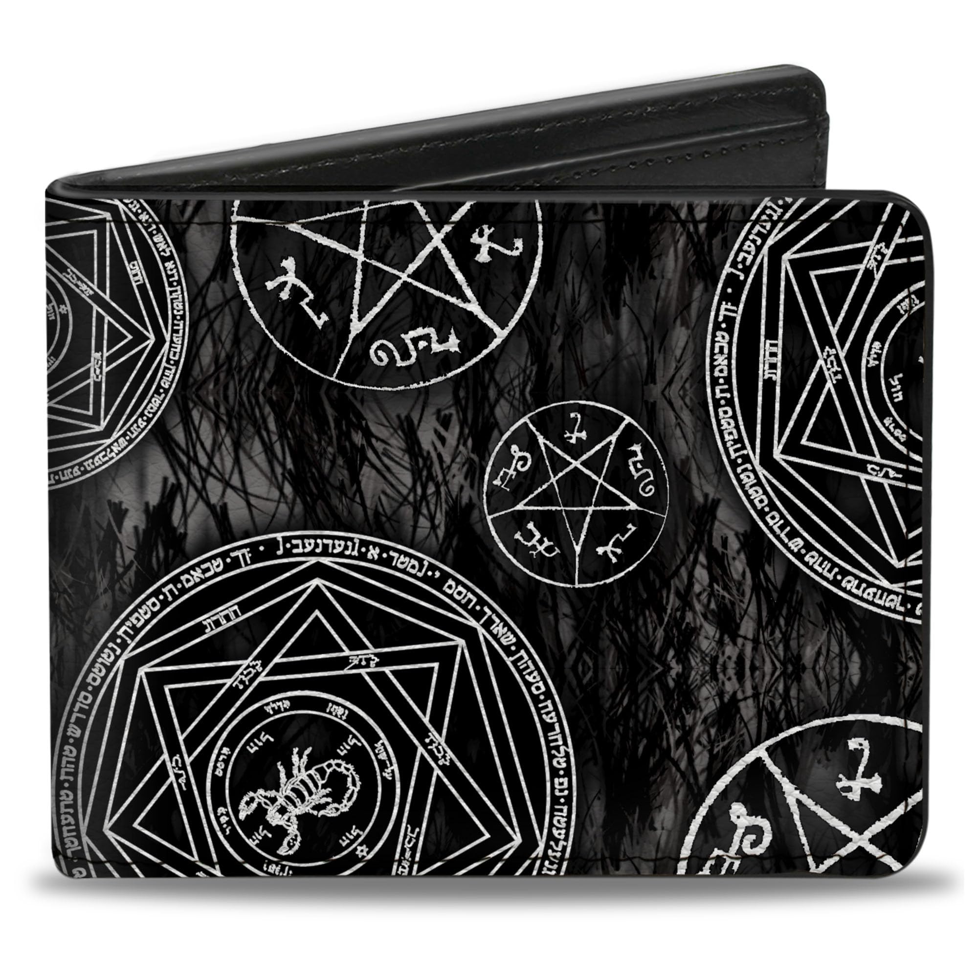 Buckle-Down Men's PU Bifold Wallet-Supernatural Devil's Trap Pentagrams Grays/Black/White, Multicolor, 4.0" x 3.5", Multicolor, 4.0" x 3.5", Pu Bifold Wallet - Supernatural Devil's Trap