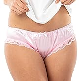 Satini Women's Tanga Bikini Lingerie Briefs Panties Satin Frilly Lace Knickers