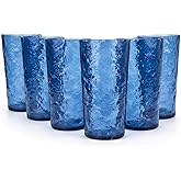 KX-WARE 18-ounce Acrylic Highball Glasses Plastic Tumbler, set of 6 Blue