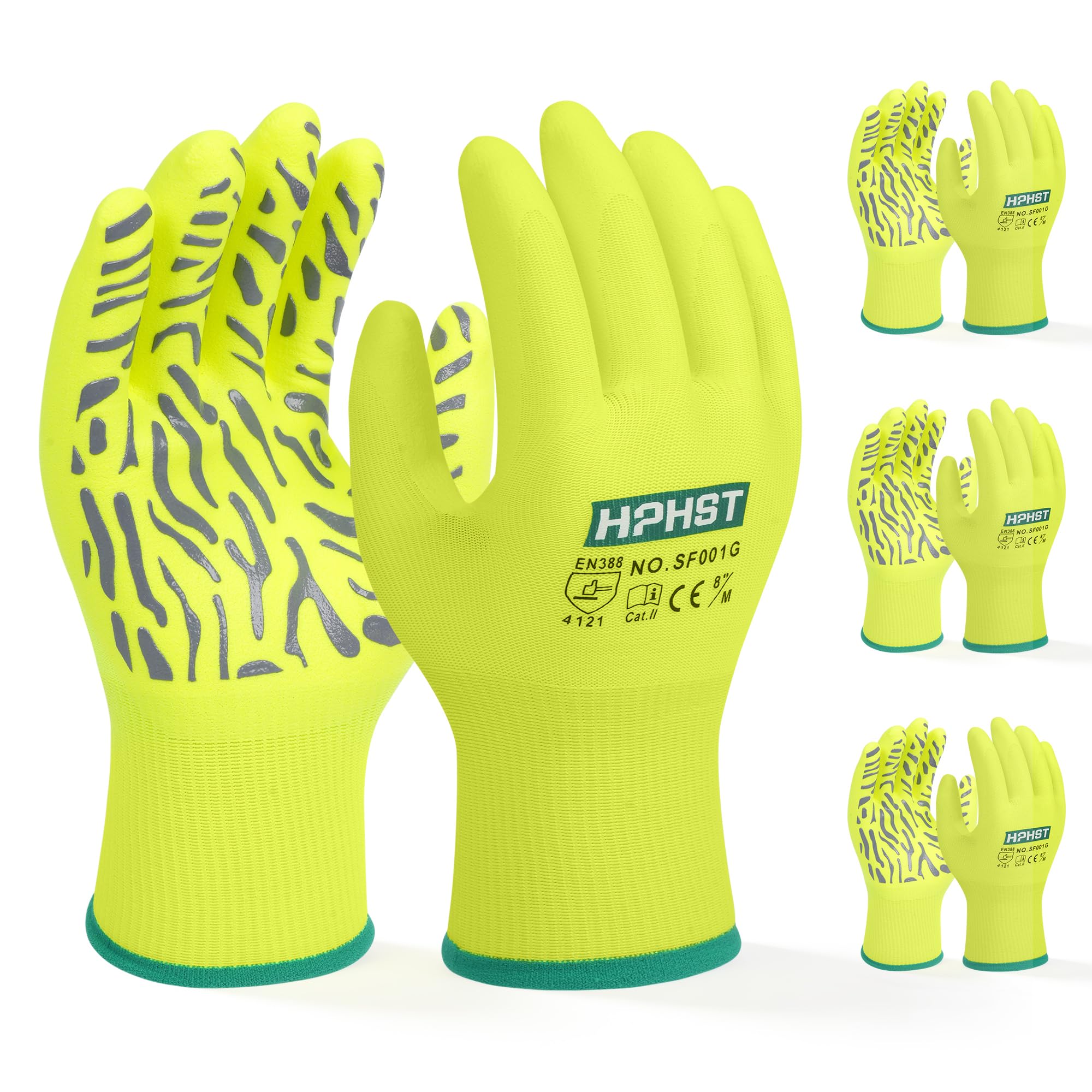 HPHST Arbeitshandschuhe, SF001G Nitril beschichtet Leicht Ölbestandig, Nahtlose Strick Nylon Schutzshandschuhe für Arbeit, Auto, Lager (Gelb 3 Paar, 9/L)