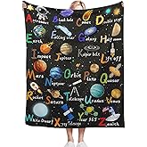 Space Alphabet Blanket Planet Astronaut Gift for Boys Kids Adults Super Soft Flannel Throw Blanket for Sofa Couch Bed Camping Travel Plush Warm Cozy Bed Quilts Home Decor, 40"x50"for Kids/Baby