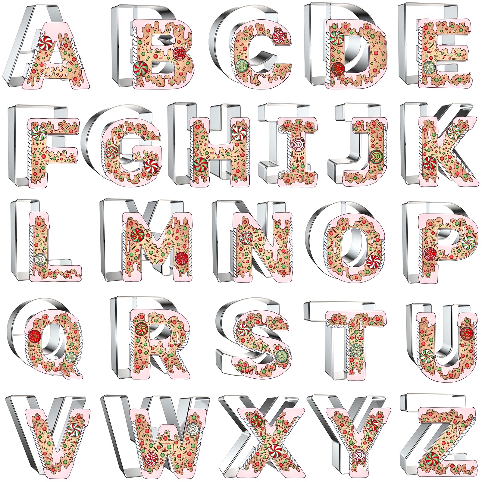 Photo 1 of 4 Inch Alphabet Letter Cookie Cutter Set - 26 Pcs Extra Large Xzhloym Cookie Cutters Shapes Biscuit Fondant Baking Molds for Christmas New Year Birthday Holiday Party Decorations - Stainless Steel