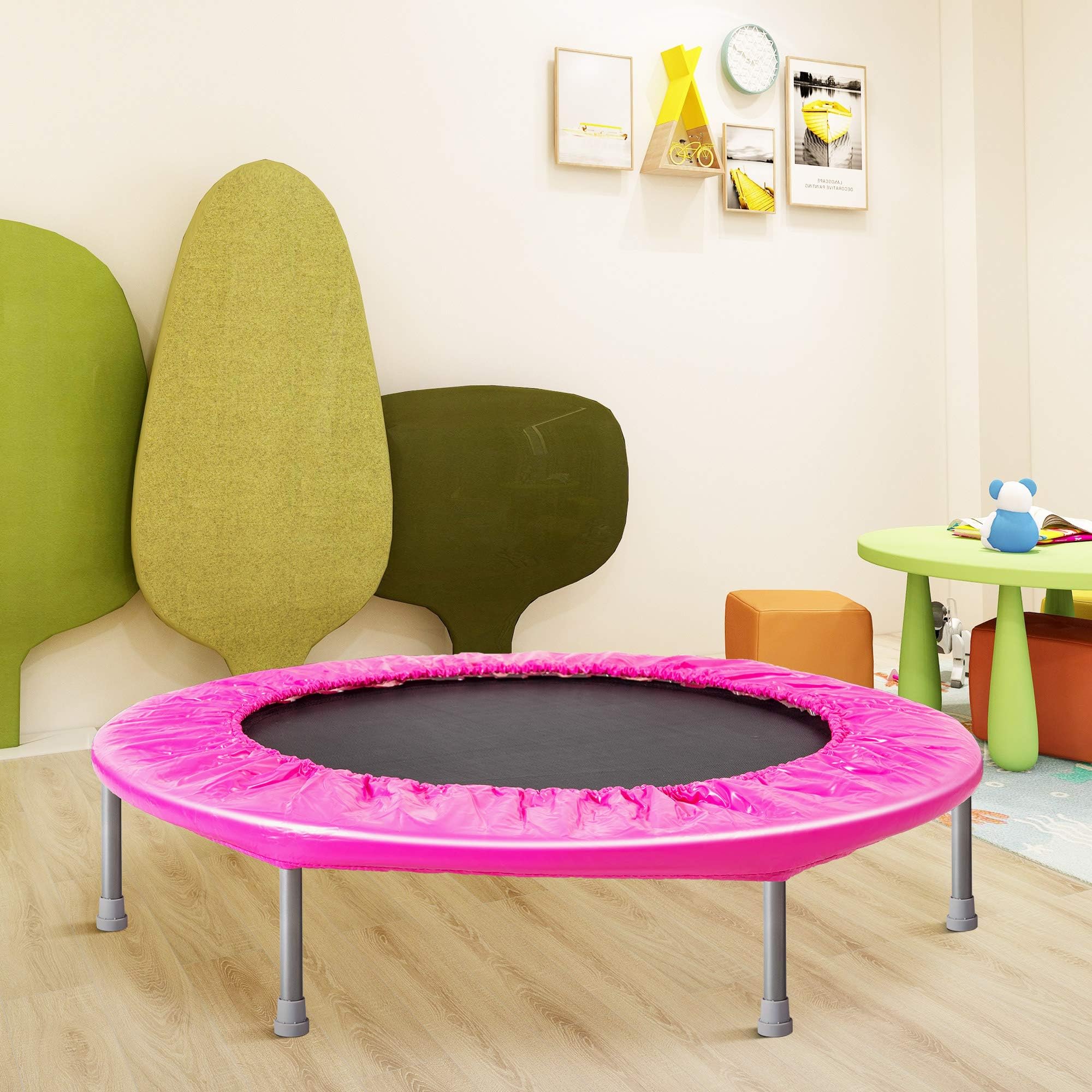 Awlstar Fitness Trampoline Mini Trampoline with Safety Padding , Stable & Quiet Exercise Trampoline for Indoor and Outdoor