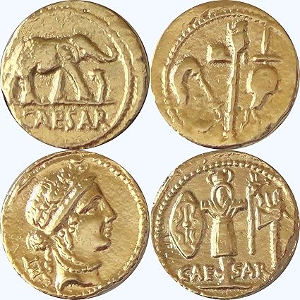 Amazon Com Golden Artifacts Julius Caesar 2 Most Famous Roman Coins Of Julius Caesar Unique Gift Roman Empire 28 29 G Toys Games