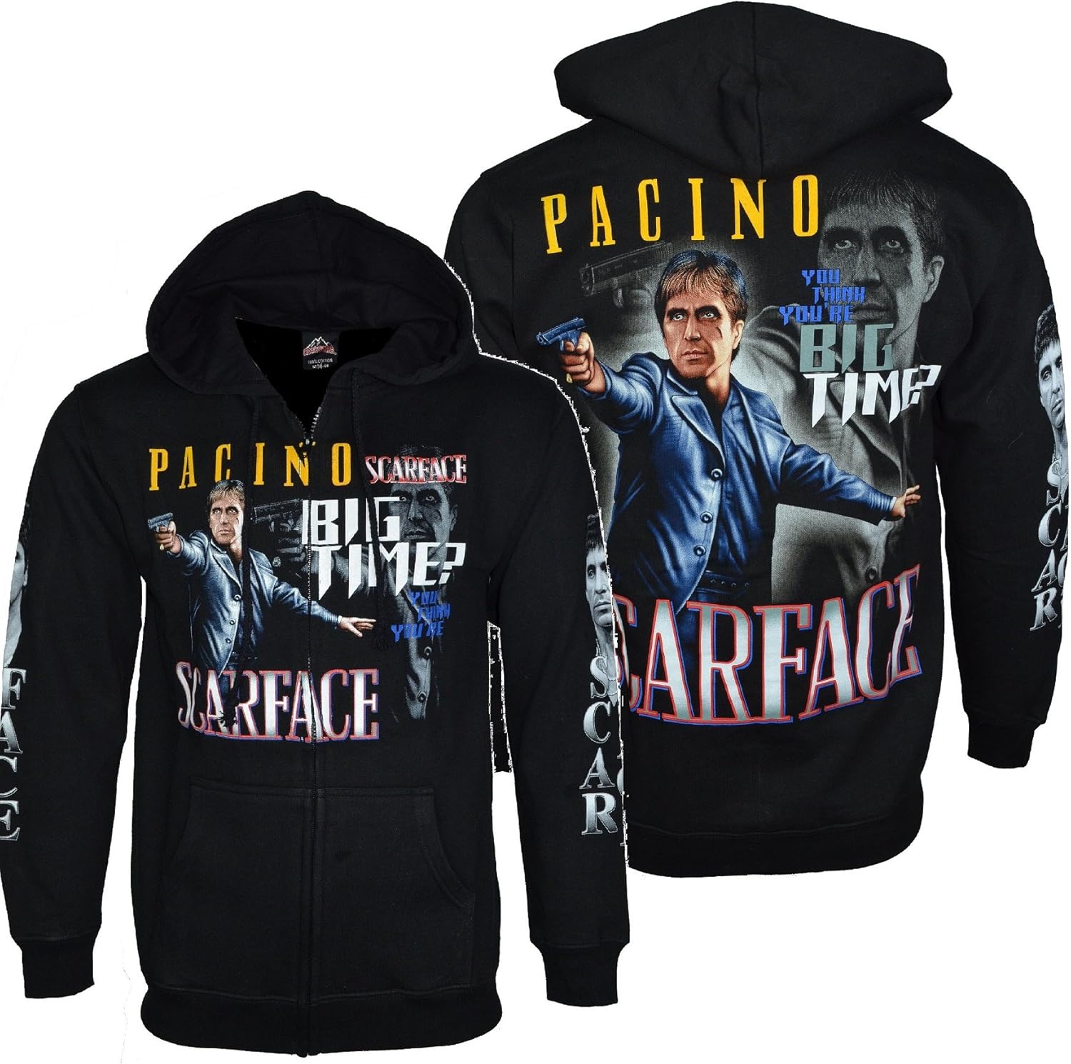 Scarface Printed Fleece Hooded Jacket With Front And Back Printing (X-Large, Black): Amazon.co 
