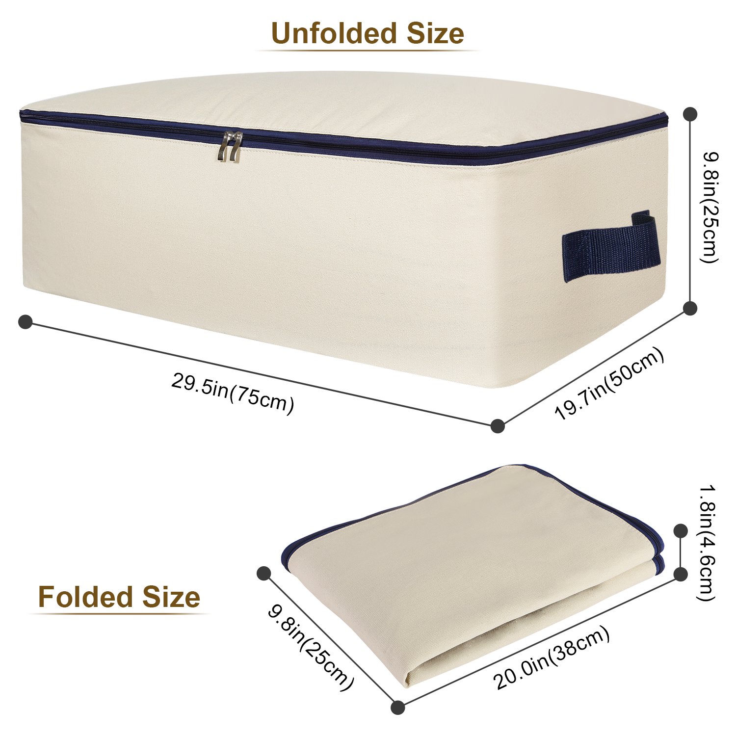 Lifewit Cotton Canvas 100L Large Storage Bags Foldable Underbed Storage