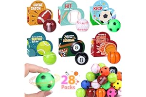 FUSPWEAO Valentines Day Gifts for Kids - 28 Pack Valentines Day Heart Boxes with Mini Fidget Spinners Sports Balls, Valentines Party Favors for Kids Classroom Exchange, School Games Prize Rewards
