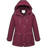 Chrisuno Women's Plus Size Winter Coat Insulated Military Parka Jacket Waterproof Fleece Lined Thickened Detachable Hood