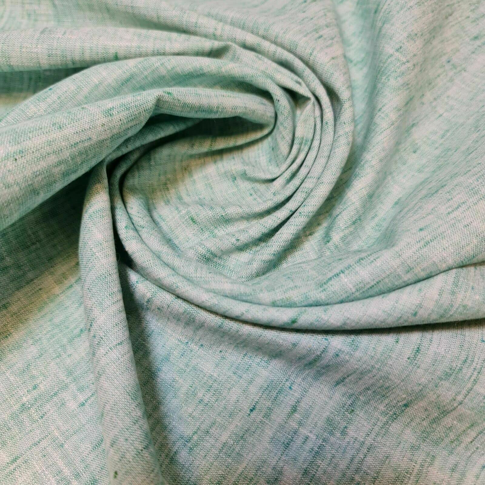 Indian 100% Cotton Melange Linen Look Soft Khadi Poplin Dress Craft Fabric Material 44" - 112 cm Wide Sold As Pre - Cut Lengths (5 Meter, Emerald)