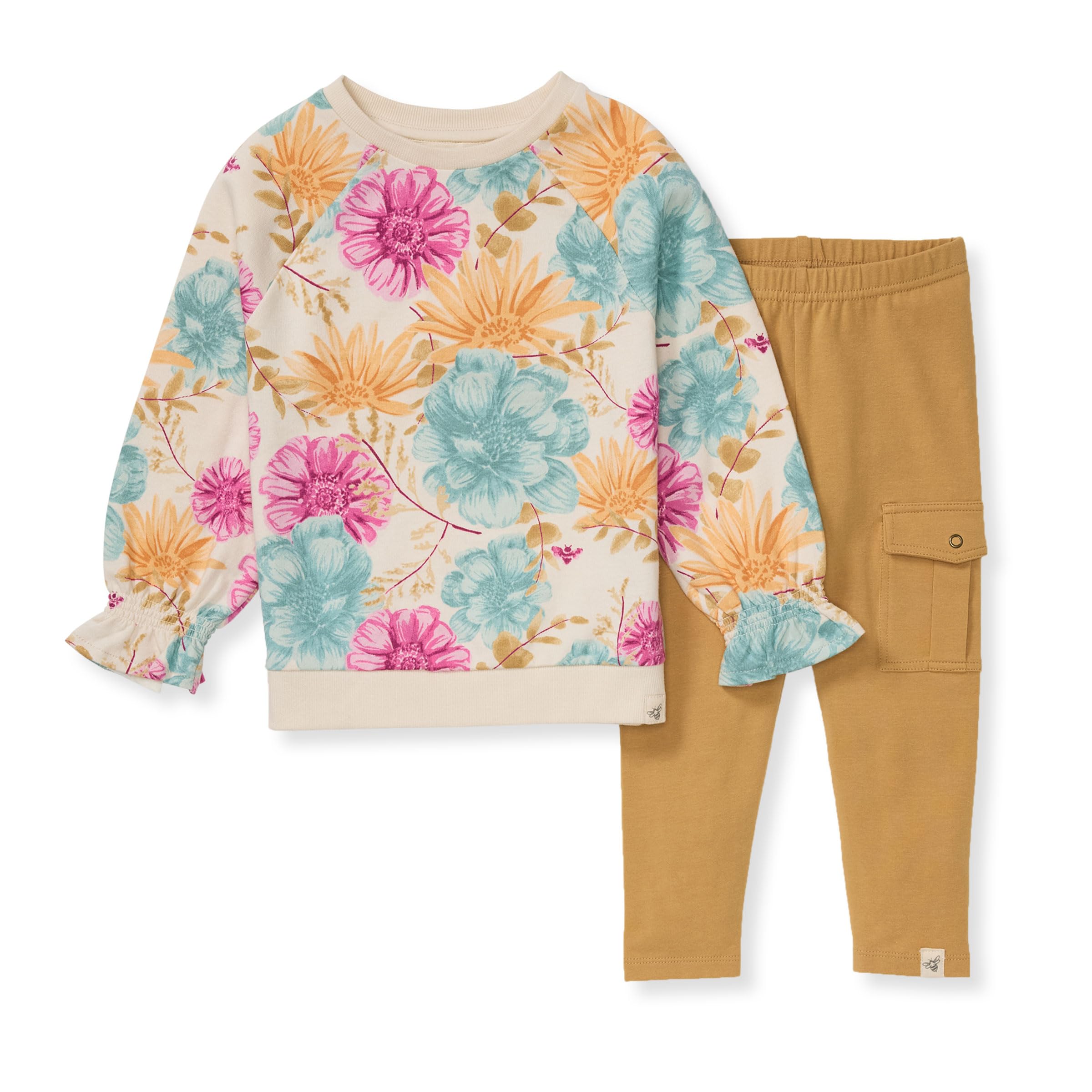 Burt’s Bees Baby Baby Girl’s Top and Pant Set, Tunic and Leggings Bundle, 100% Organic Cotton, Mountain Floral, 18 Months