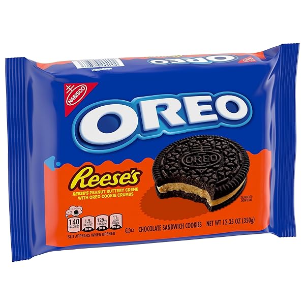 OREO REESE’S PEANUT BUTTERY CREME CHOCOLATE SANDWICH COOKIES, 12.35 OZ