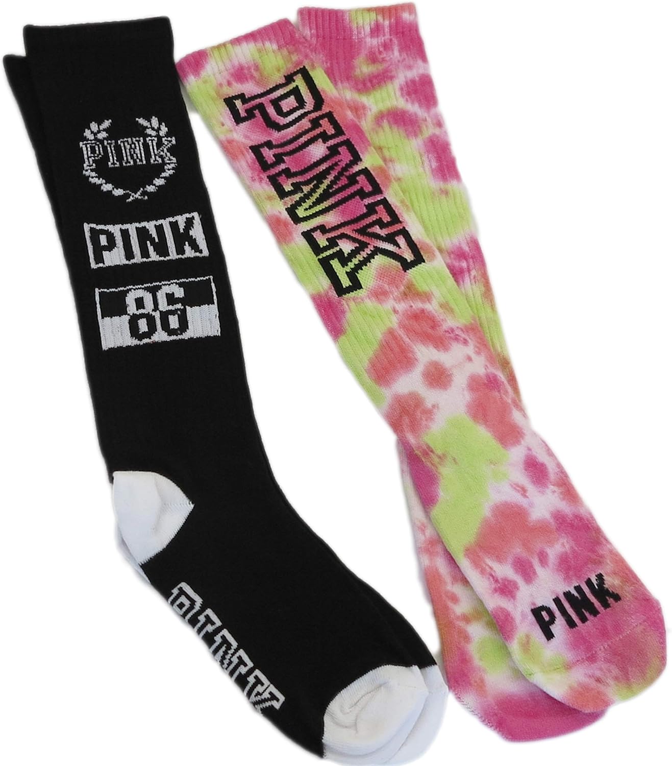 Victoria Secret Pink Tie Dye 86 Pink Logo Knee High Socks