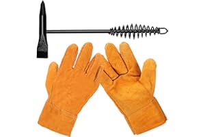 Swpeet 2Pcs 10" Welding Chipping Hammer and 10" Welding Gloves, Welding Slag Hammer with Coil Spring Handle, Slag Removal Too