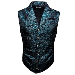 Barry.Wang Mens Blue Green Paisley Victorian Suit