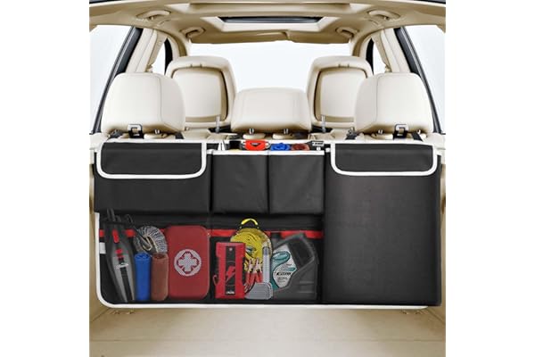 Oasser Trunk Organizer Back Seat Hanging Organizer Foldable Cargo Storage Bag for SUV Truck MPV VAN with Multiple Different S