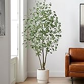Roselywed Artificial Eucalyptus Tree 6FT with 640 Leaves Realistic Tall Large Fake Faux Tropical Plant 70 Inch Black Pot for Indoor Home Office Poolside Porch Mall Hotel School Decor Housewarming Gift