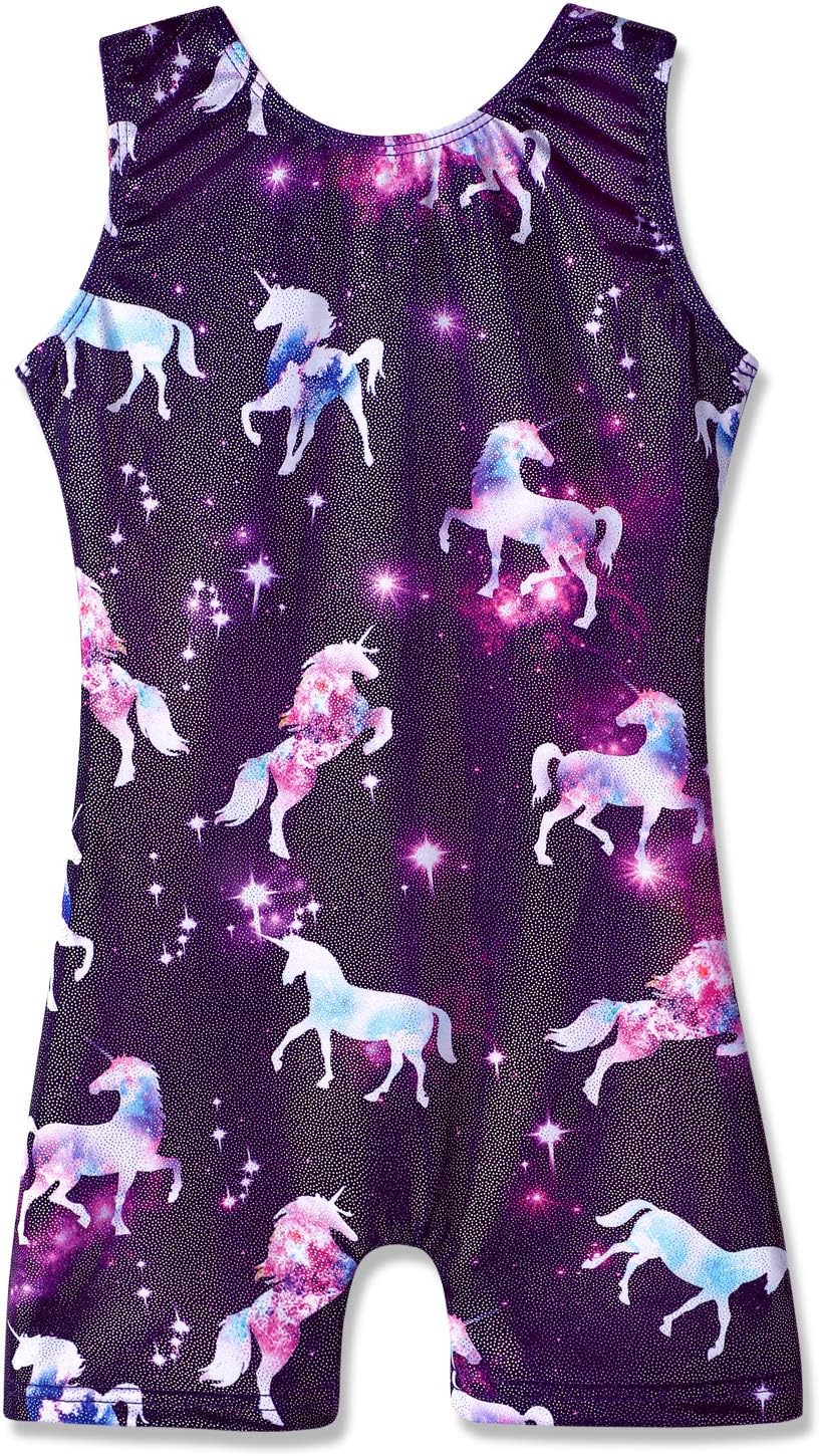 KidsparadisyGymnastics Leotards for Girls Sleeveless Unitard Dance Outfit for Kids Gradient Color Sparkly Unicorn Rainbow for Little Girls 3-10 Years
