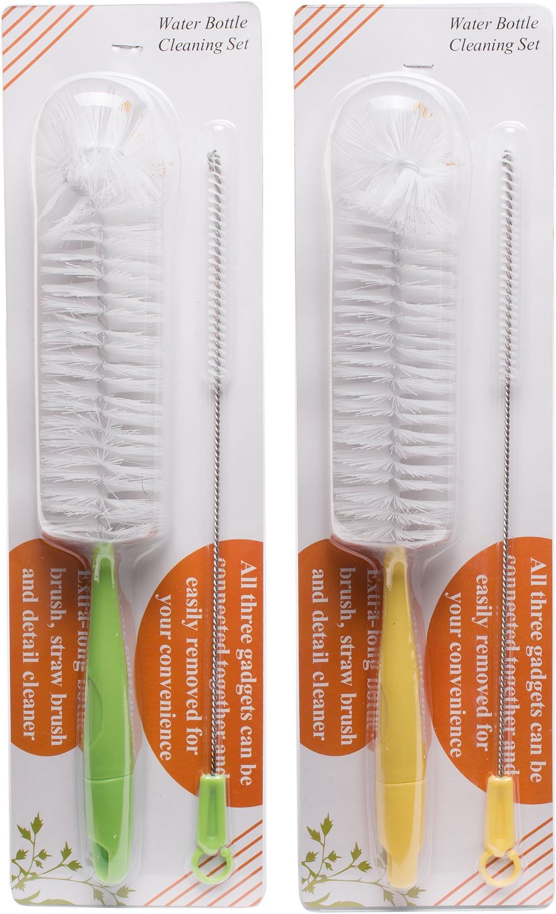 Water bottle Cleaning Brush Setby STEPCO| 3-PackBottle BrushKit Includes Long Bottle Brush, Straw Brush And Detail Cleaner|Reliable Quality, Versatile Brushes, Easy To Store (color may vary, 2)