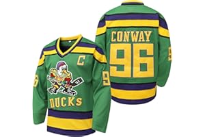 ATONMORE Mighty Ducks Jersey Movie Ice Hockey Jersey S-XXXL Charlie Conway #96 Adam Banks #99, 90S Hip Hop Clothing for Party
