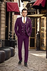 Aowdoy Men's Suits 3 Piece Slim Fit Tuxedo Suit One