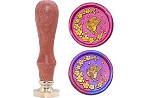 ZRCHLS Butterfly Wax Seal Stamp, 25mm Brass Wax Stamp Head with Wooden Handle, Vintage Sealing Wax Stamp Suitable for Making Wax Seals to Decorate Envelopes, Letters, Invitations, Cards, Gift Wrap