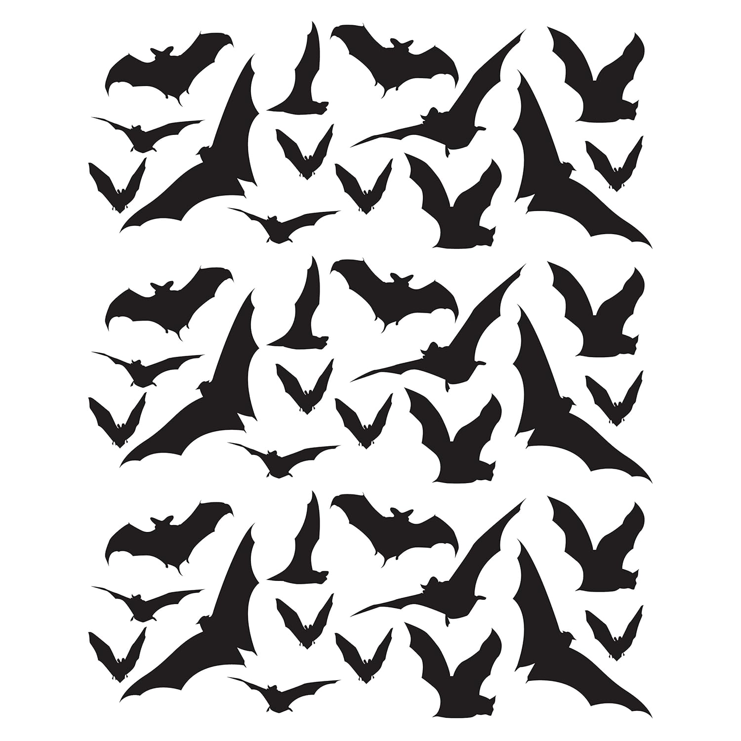 42 Bat Silhouette Wall Decal Set Halloween Decorations