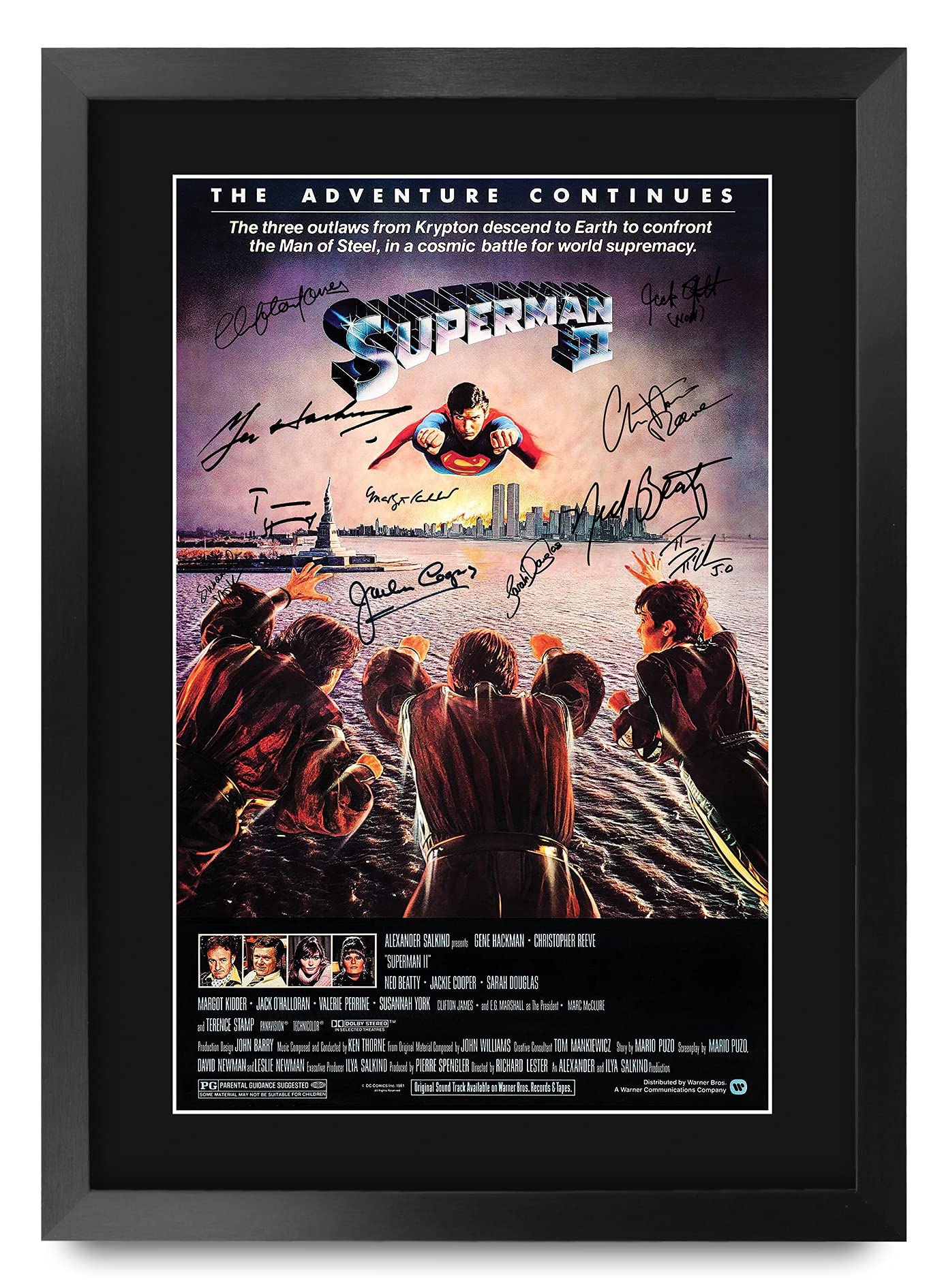HWC Trading FR A3 Superman 2 Christopher Reeve Gifts Printed Poster Signed Autograph Picture for Movie Memorabilia Fans - A3 Framed