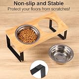Radsocken Elevated Cat Food Bowls 15° Tilted Stainless Steel with Wooden Stand view 2