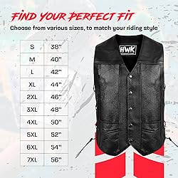 HWK Leather Motorcycle Vest for Men and Women with