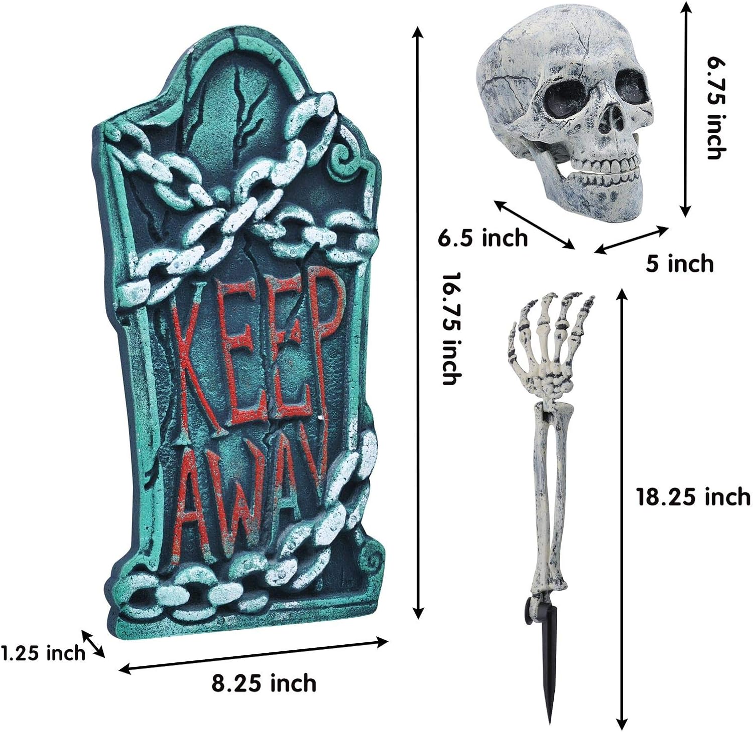 Halloween Skeleton Stakes with 17” Graveyard Tombstone Set Headstone Decorations & Ground breaker Set for Best Halloween Yard Decorations Outdoor: Garden & Outdoor